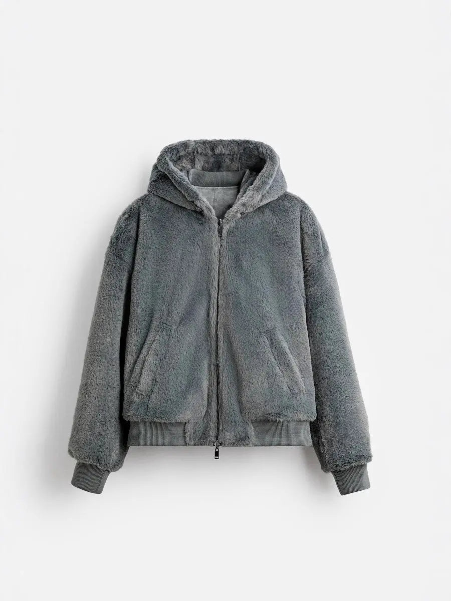 Men's Double-sided Faux Leather Hooded Bomber Jacket Gear Hikes