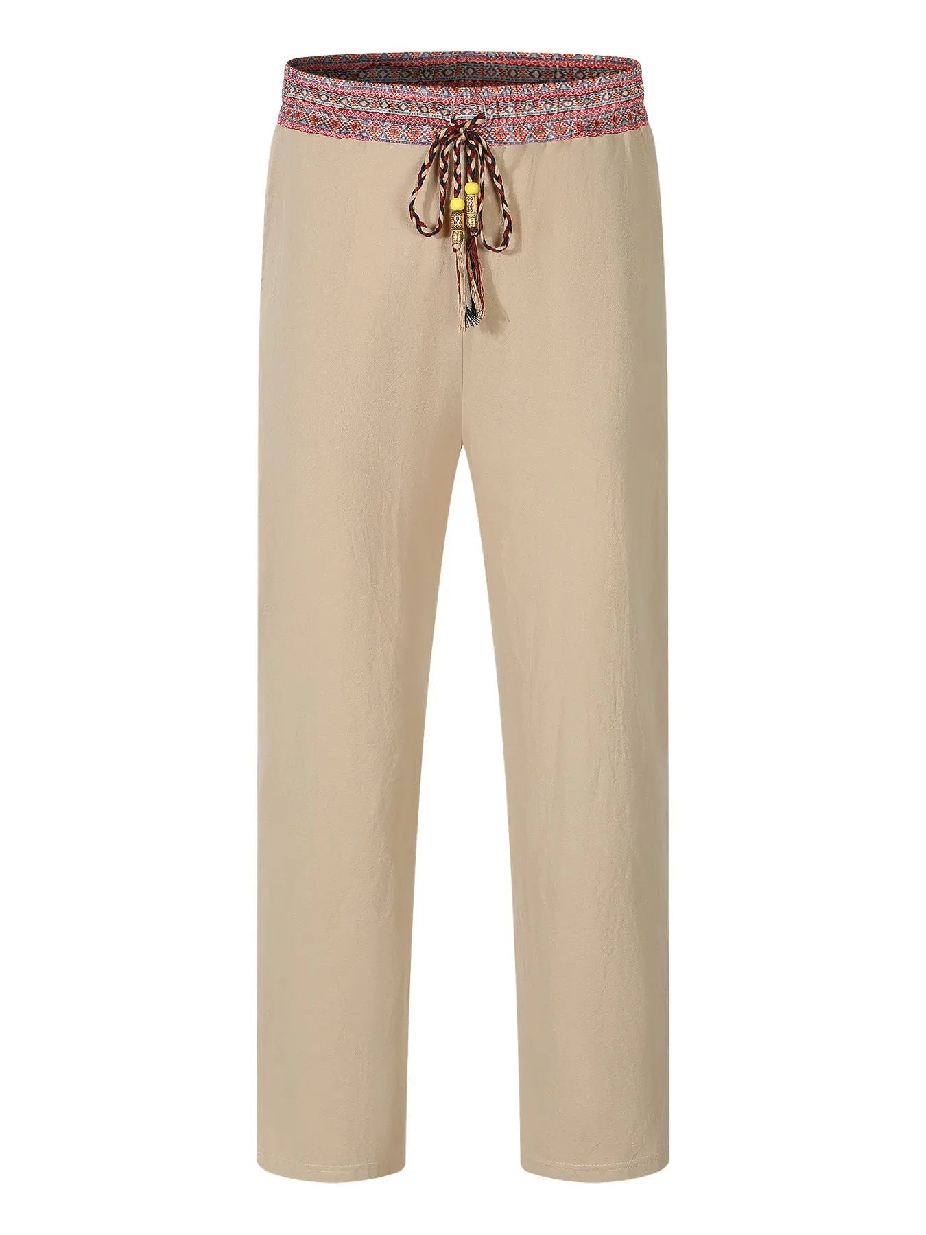 Mens Retro Patchwork Linen Pants Full-length style-haven-vwag8