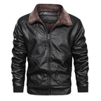 Men's Long-Line Thick PU Leather Jacket — Winter Warm style-haven-vwag8