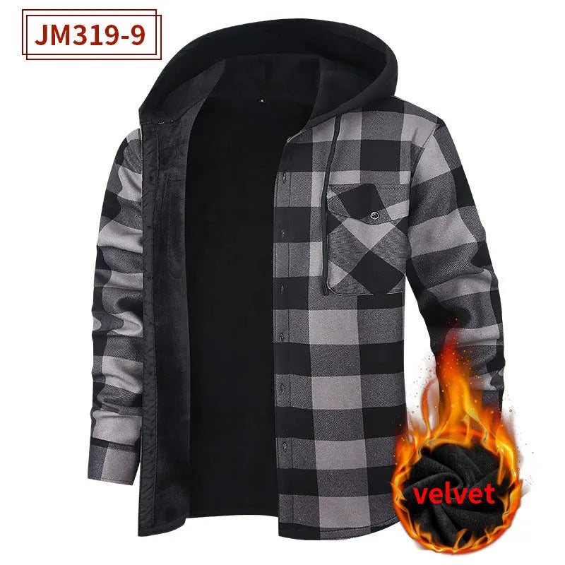 Men's Fleece-Lined Thickened Hooded Shirt style-haven-vwag8