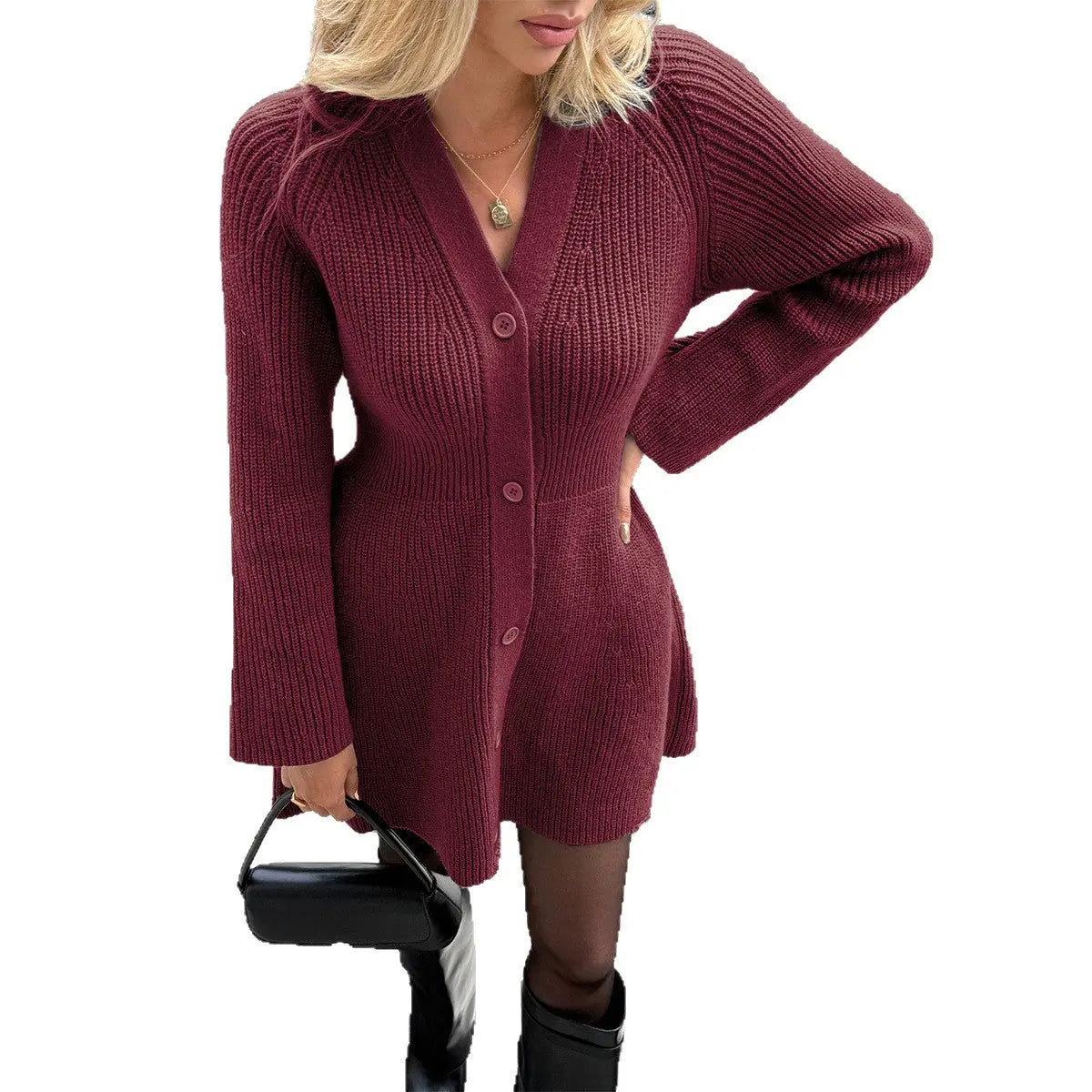 Elegant And Chic Long-Sleeve Sweater Dress style-haven-vwag8