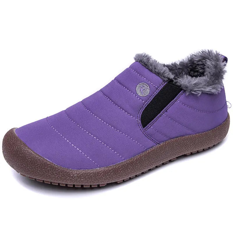 Dacomfy Mens Winter Shoes Ankle Boots Warm Fur Snow Boots Waterproof Slip On Couple Shoes Comfortable Sneakers Plus Size style-haven-vwag8