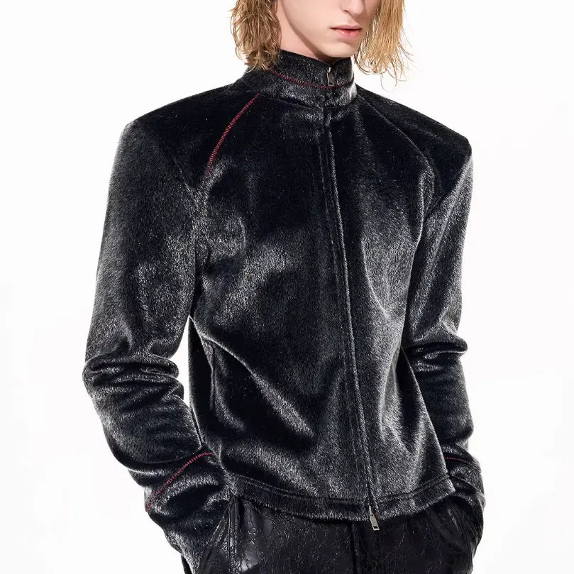 Men's Horsehair-Texture Fur Jacket — Winter Warm style-haven-vwag8