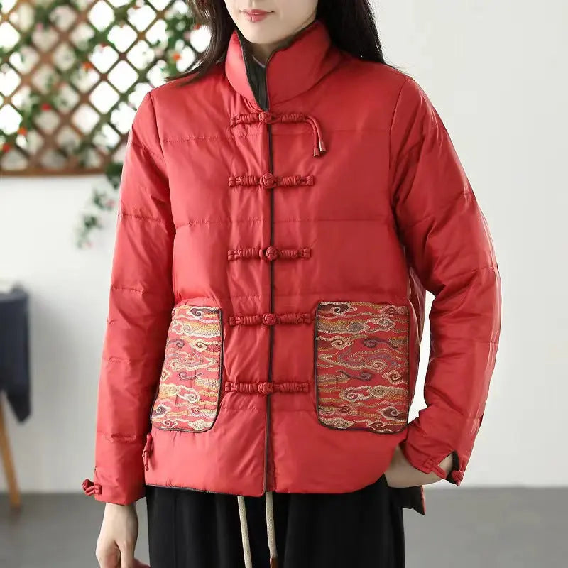 Women's Clothing Short Embroidery Down Jacket Women style-haven-vwag8