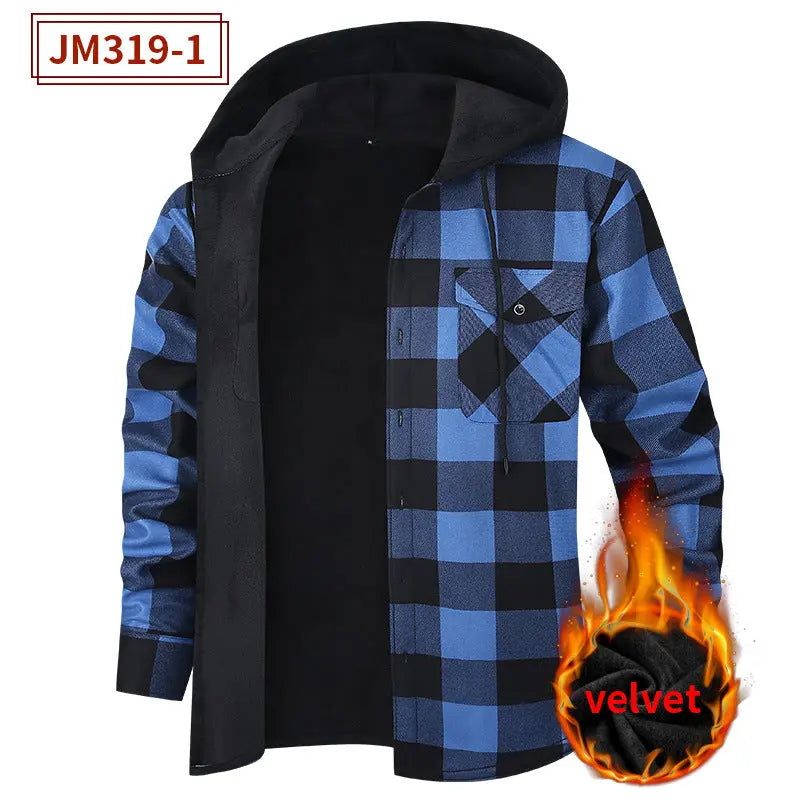 Men's Fleece-Lined Thickened Hooded Shirt style-haven-vwag8