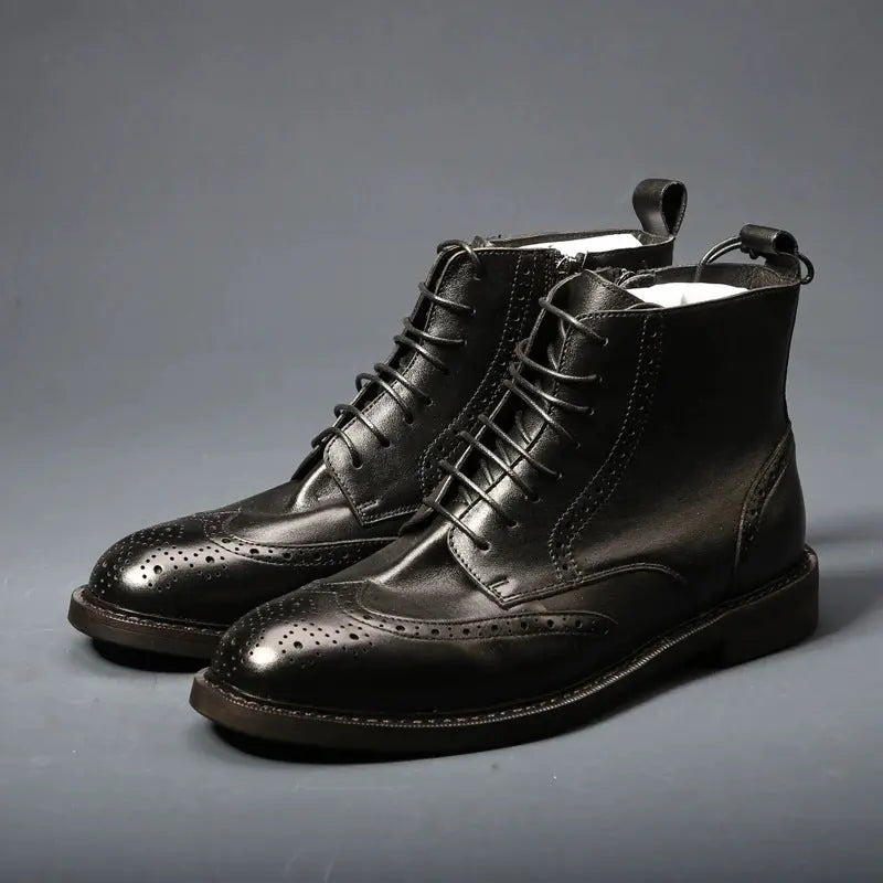Mens Trendy Casual Thick-soled Leather Boots style-haven-vwag8