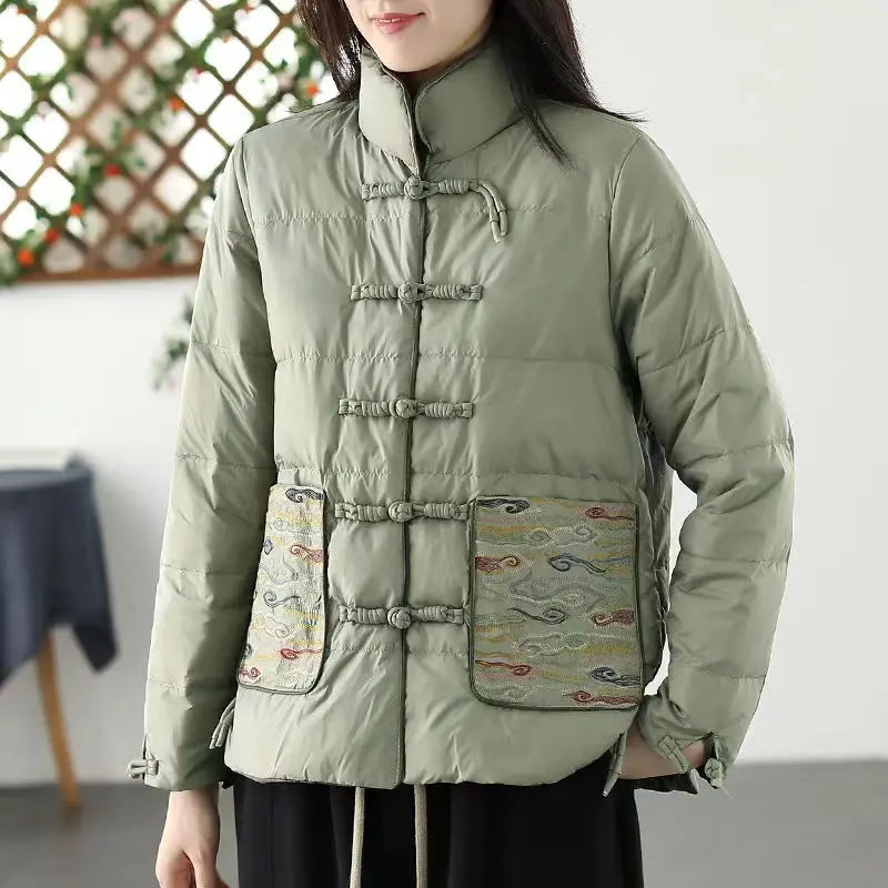 Women's Clothing Short Embroidery Down Jacket Women style-haven-vwag8