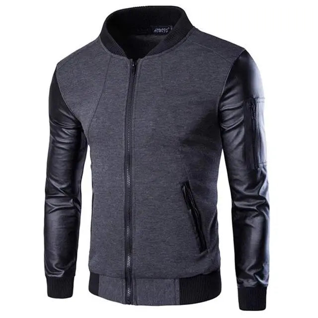 Men's Patchwork Sleeve Bomber Jacket style-haven-vwag8