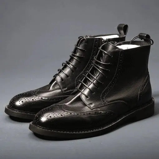 Mens Trendy Casual Thick-soled Leather Boots style-haven-vwag8
