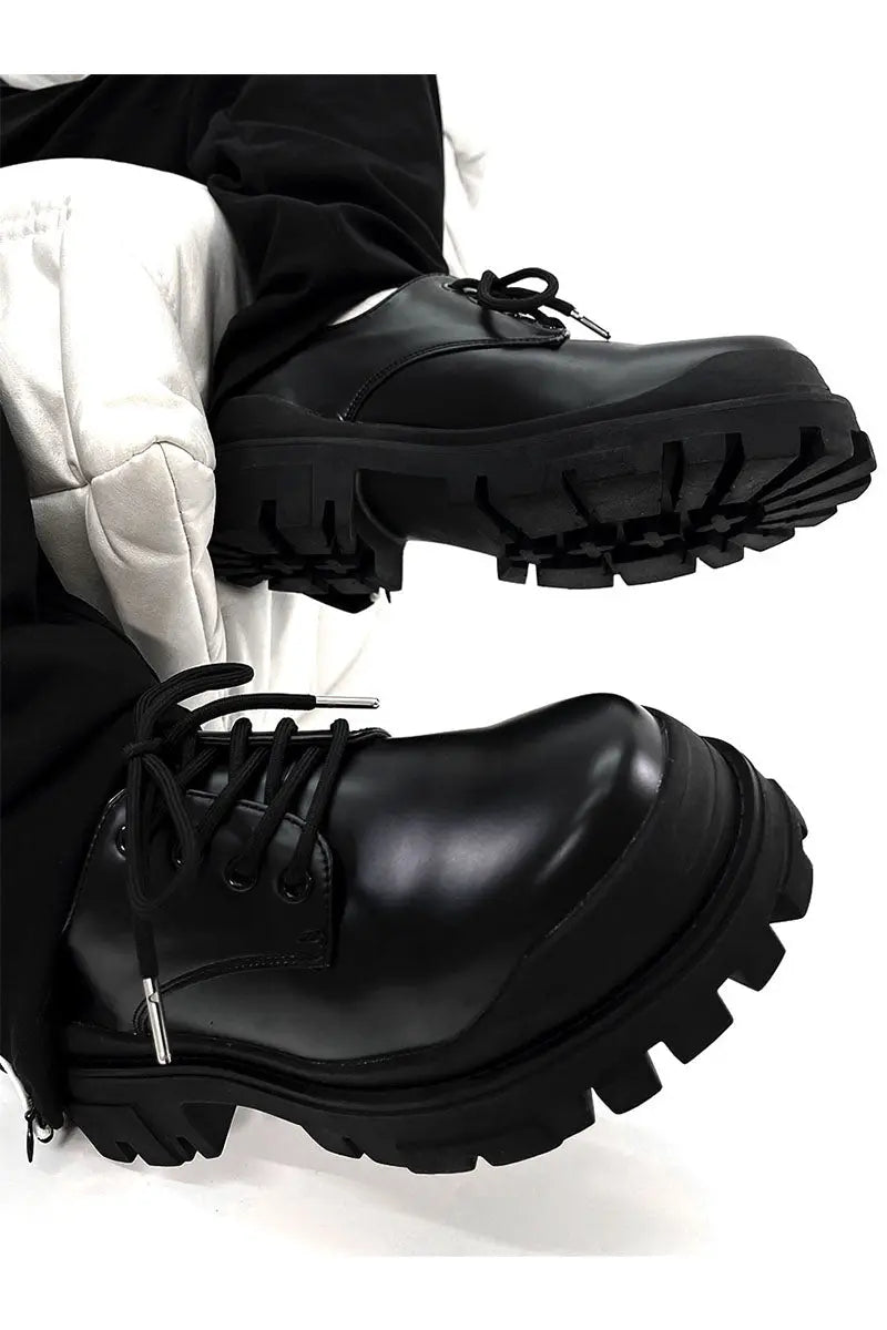 Thick Soled Men's British High-end Black Elevated Leather style-haven-vwag8