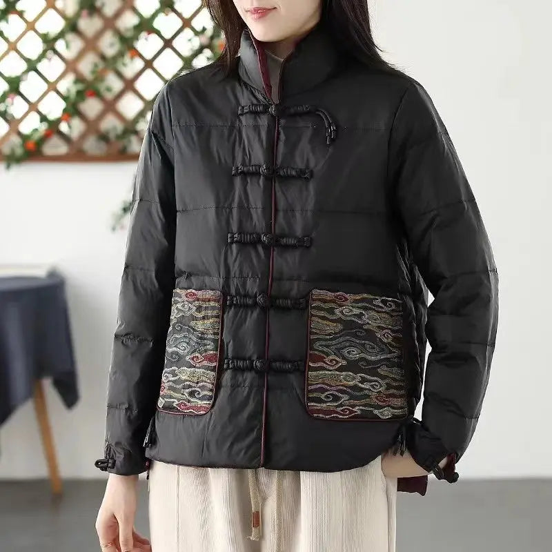 Women's Clothing Short Embroidery Down Jacket Women style-haven-vwag8