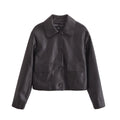 All-matching Western Style Classic Black Leather Short Long Sleeve Jacket Gear Hikes