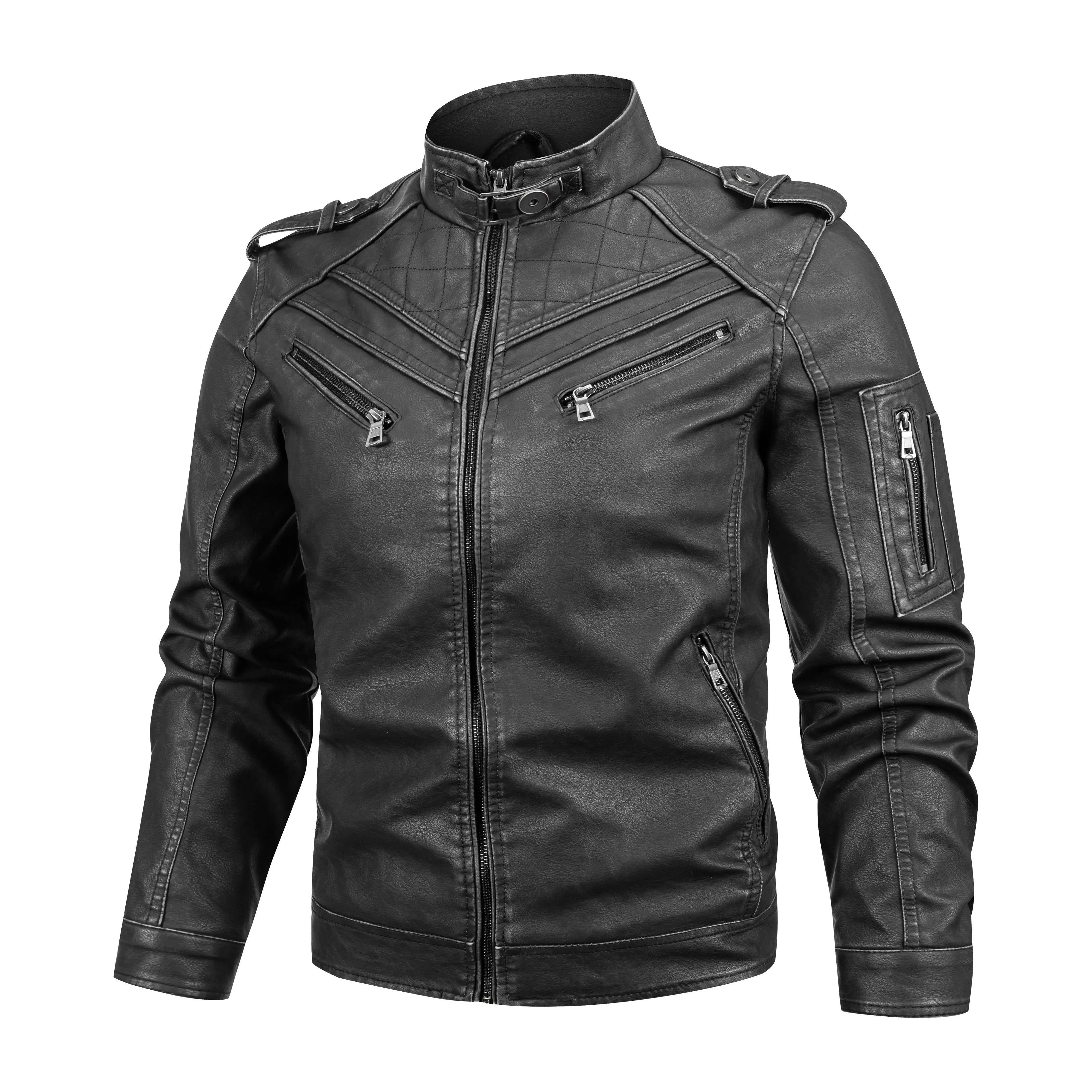 Men's Black Pu Leather Biker Jacket VINTAGE REAL MOTORCYCLE JACKETS FOR MEN Gear Hikes