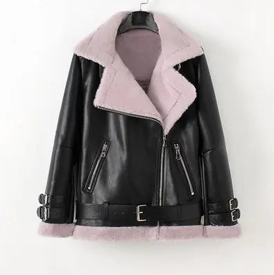 Men's motorcycle clothing lambskin bomber jacket plus velvet thick leather Gear Hikes