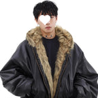 Men's Reversible Leather-and-Fur Hooded Winter Jacket style-haven-vwag8