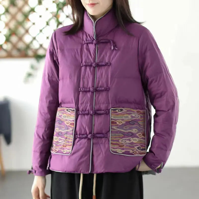 Women's Clothing Short Embroidery Down Jacket Women style-haven-vwag8