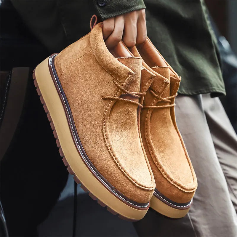 Mens Genuine Leather Suede Kangaroo Shoes Suede Martens Boots style-haven-vwag8