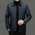 Men's White Goose Down Jacket — Polo Collar with Removable Liner style-haven-vwag8