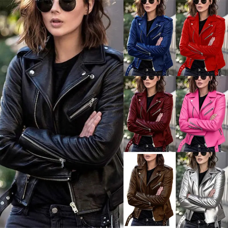 Women's Short Women's Leather Jacket Coat Jacket Pu - Style HavenStyle Haven