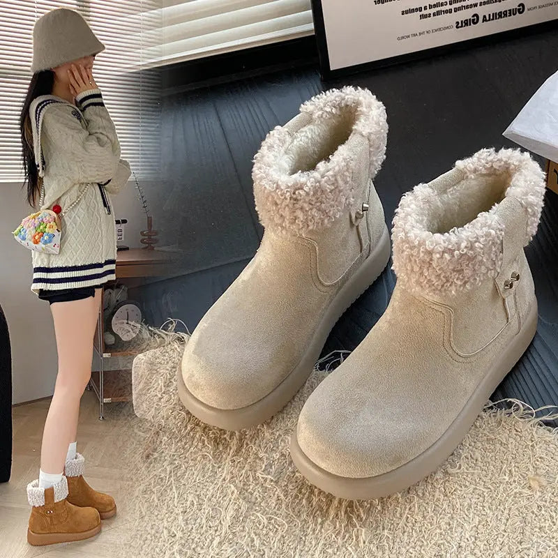 Womens Retro Warm Fuzzy Cotton Shoes style-haven-vwag8