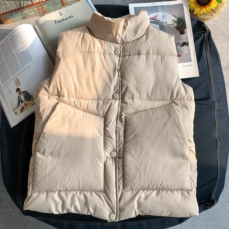 Men's Down Cotton Puffer Vest — Stand-Collar Waistcoat style-haven-vwag8