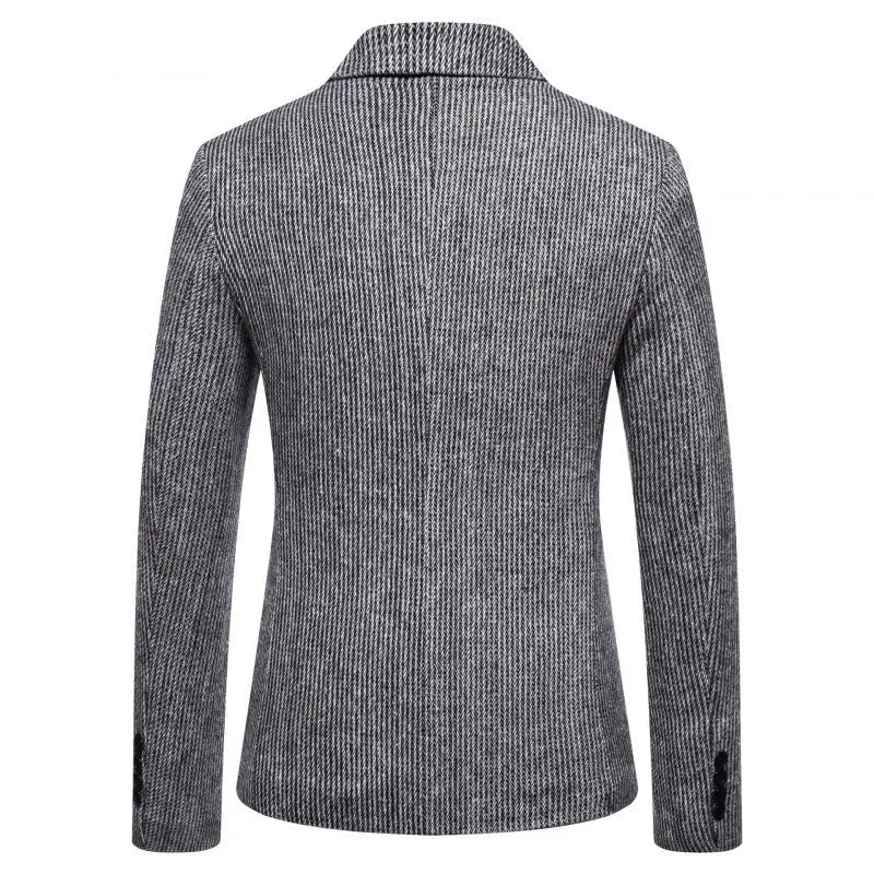 Simple Mens Fashionable Business-Casual Korean-Style Striped Wool Blazer style-haven-vwag8