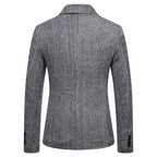 Simple Mens Fashionable Business-Casual Korean-Style Striped Wool Blazer style-haven-vwag8