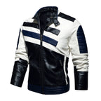 Mens Leather Jackets Motorcycle Stand Collar Gear Hikes