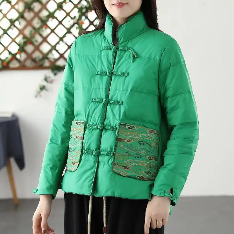 Women's Clothing Short Embroidery Down Jacket Women style-haven-vwag8