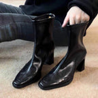 Womens Chunky Heel Vintage Dr Boots style-haven-vwag8