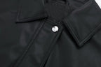 Women's Lapel Loose Faux Leather Bomber Jacket Coat Gear Hikes