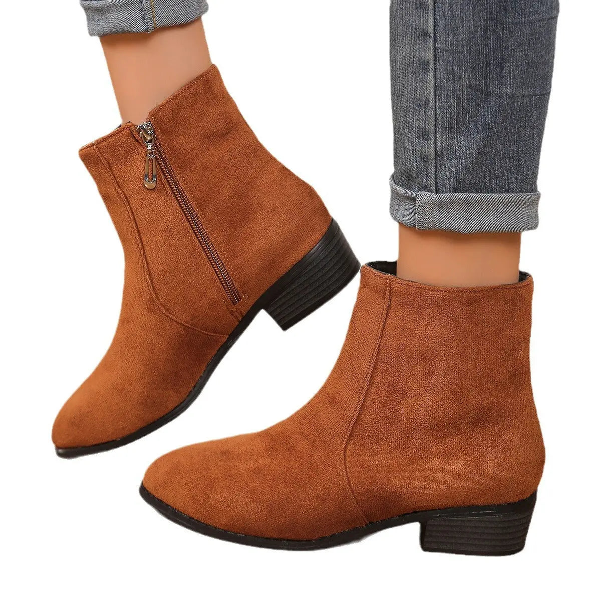 Suede Dr Martens Chunky Heel Short Women's Boots style-haven-vwag8