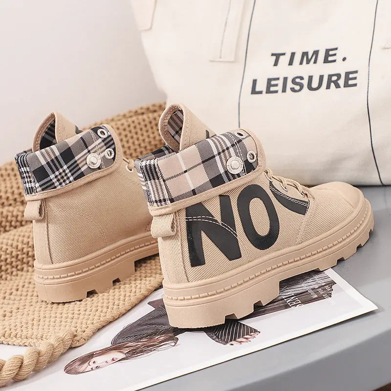 New All-match High-top Girls Canvas Short Boots Women's Shoes style-haven-vwag8
