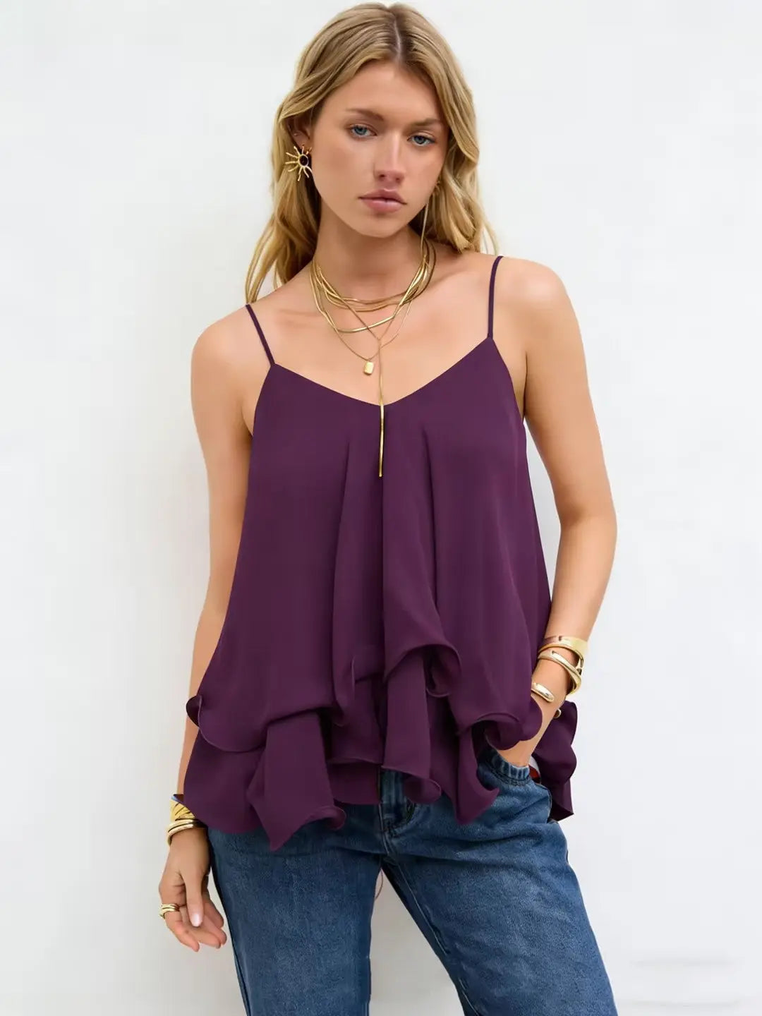 Women's New Off-Shoulder Ruffle Strap Top Gear Hikes