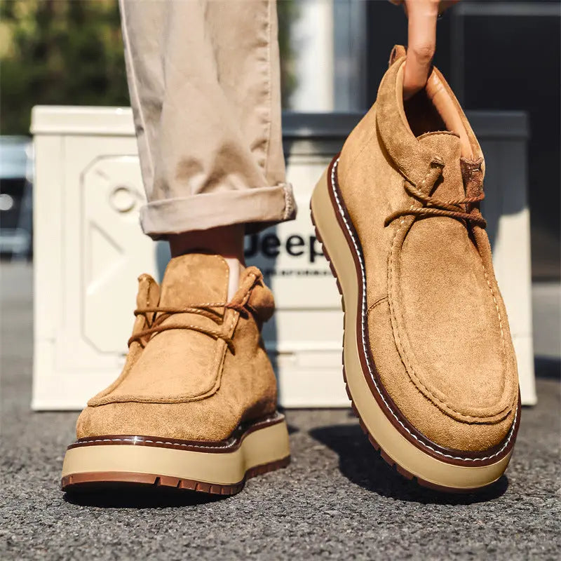 Mens Genuine Leather Suede Kangaroo Shoes Suede Martens Boots style-haven-vwag8