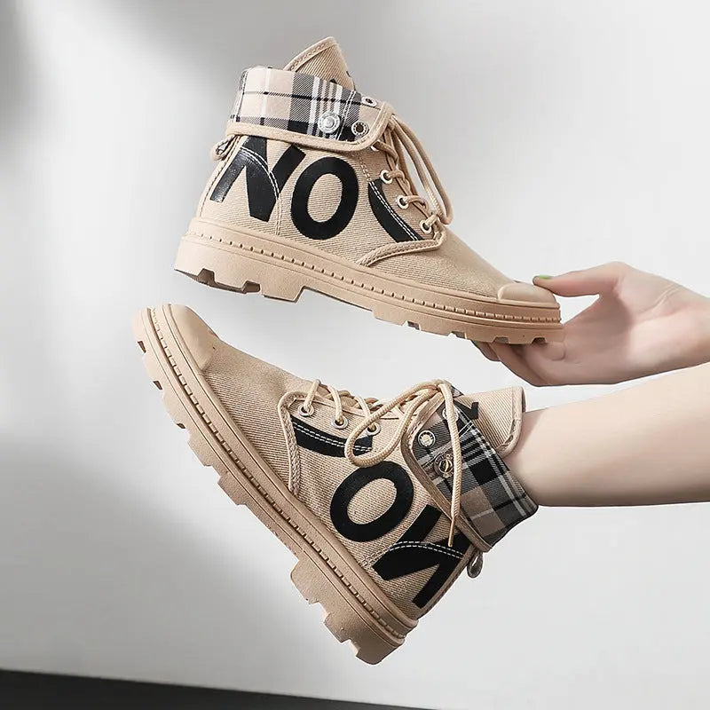 New All-match High-top Girls Canvas Short Boots Women's Shoes style-haven-vwag8