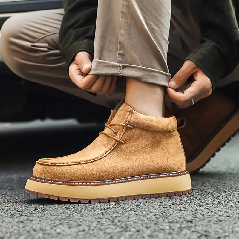 Mens Genuine Leather Suede Kangaroo Shoes Suede Martens Boots style-haven-vwag8