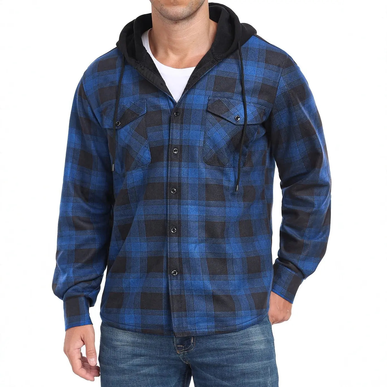 Men's Fleece-Lined Thickened Hooded Shirt style-haven-vwag8