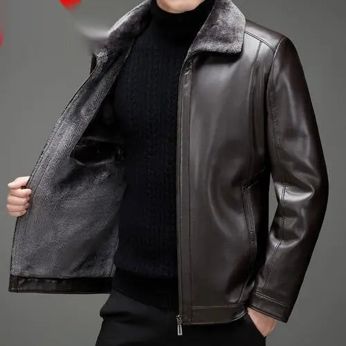 Men's Fur-Lined PU Leather Jacket style-haven-vwag8