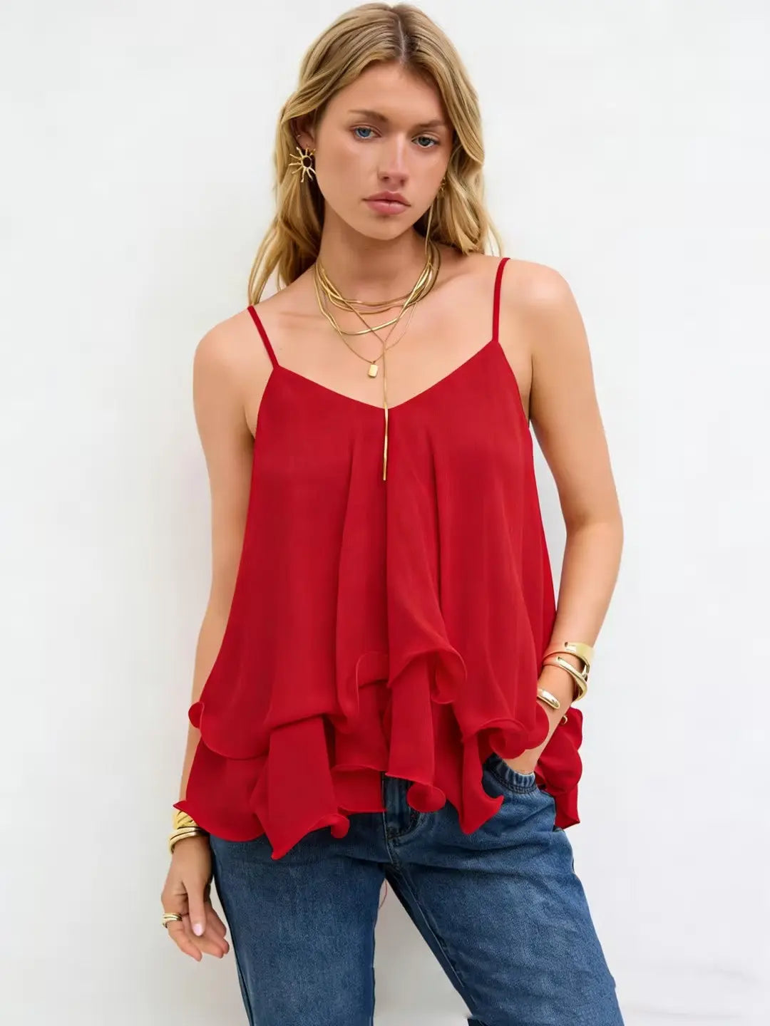 Women's New Off-Shoulder Ruffle Strap Top Gear Hikes