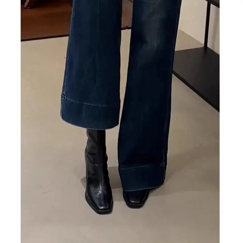 Womens Chunky Heel Vintage Dr Boots style-haven-vwag8