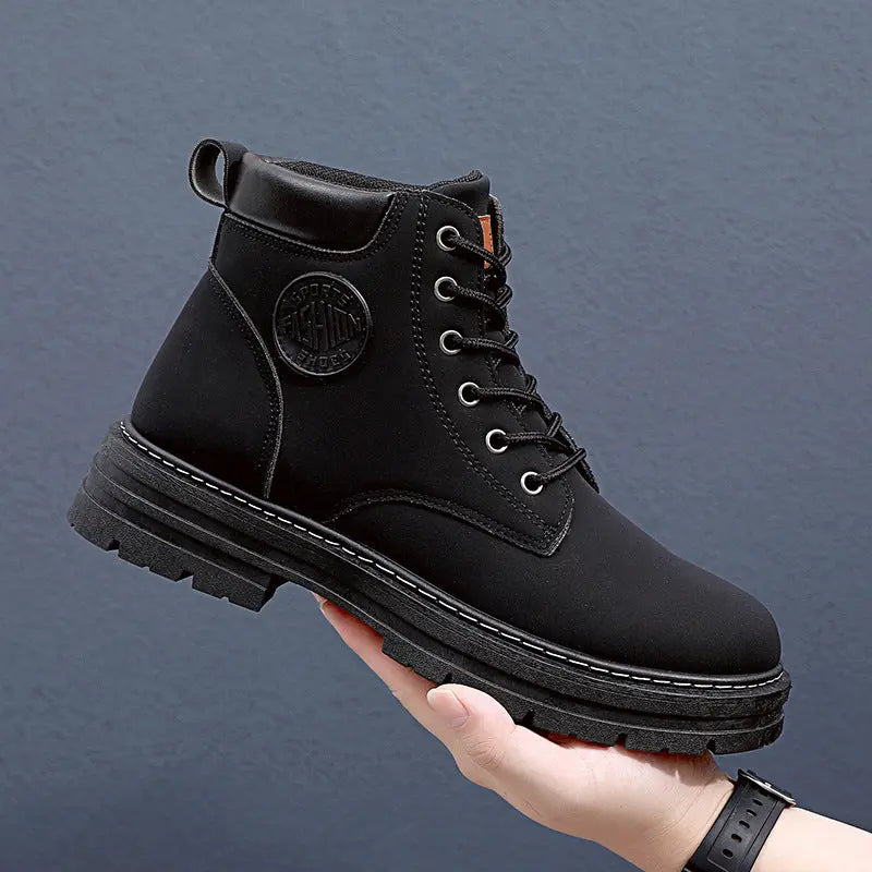 Mens Winter Boots Chunky Mid Heel Shoes Fashion Ankle Boots style-haven-vwag8