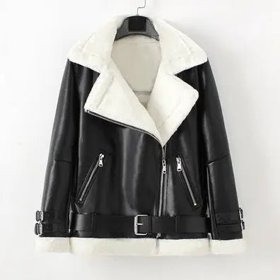 Men's motorcycle clothing lambskin bomber jacket plus velvet thick leather Gear Hikes