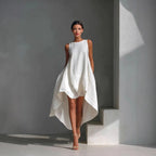 Women's Cotton-linen Irregular Sleeveless Dress style-haven-vwag8