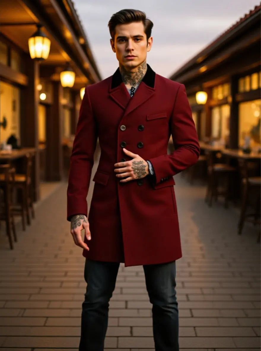 Mens Lined Wool Coat For Fall And Winter style-haven-vwag8