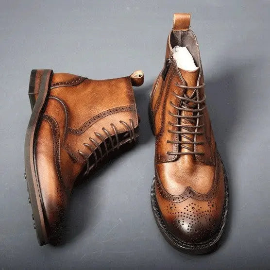 Mens Trendy Casual Thick-soled Leather Boots style-haven-vwag8