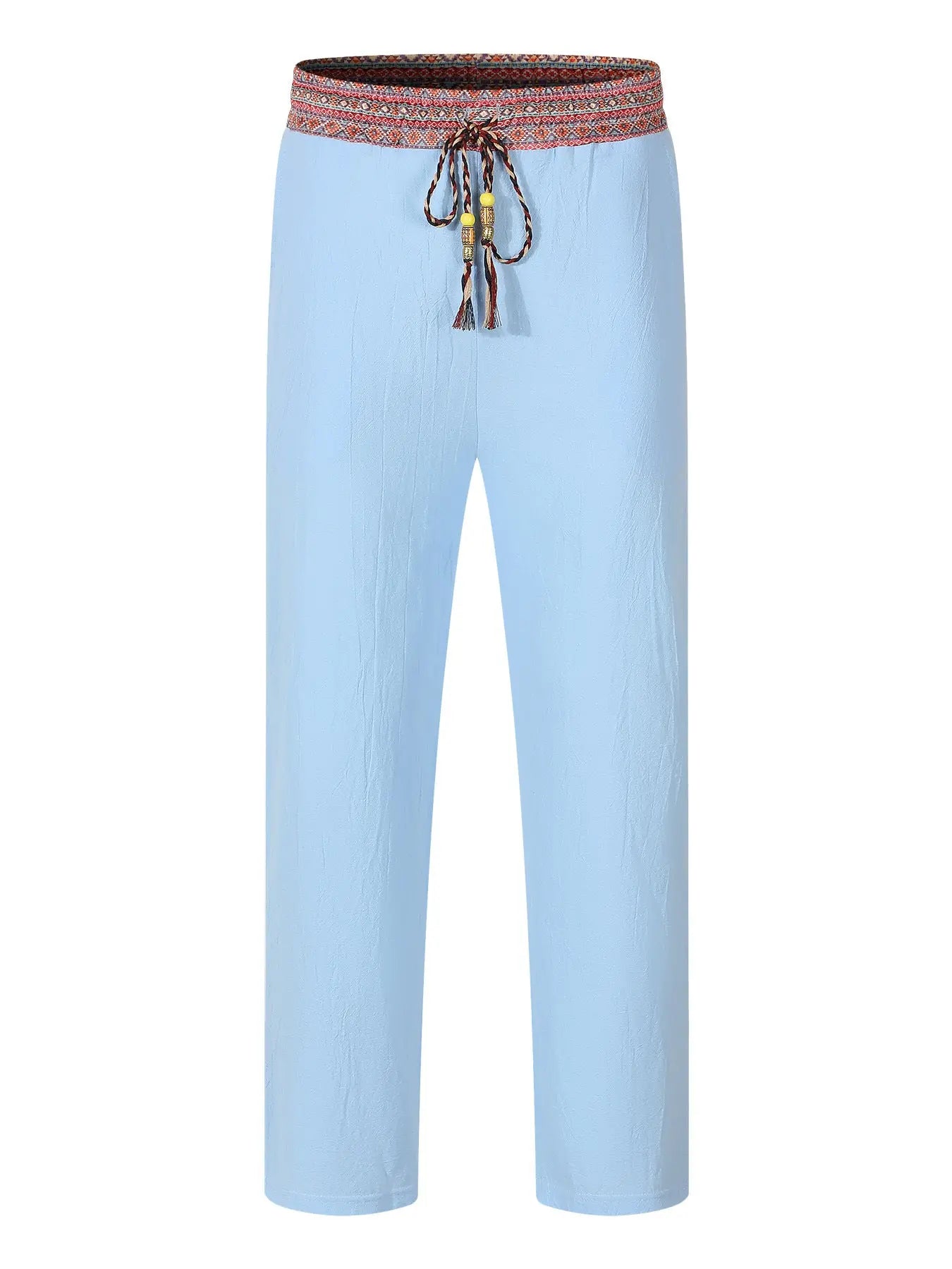 Mens Retro Patchwork Linen Pants Full-length style-haven-vwag8