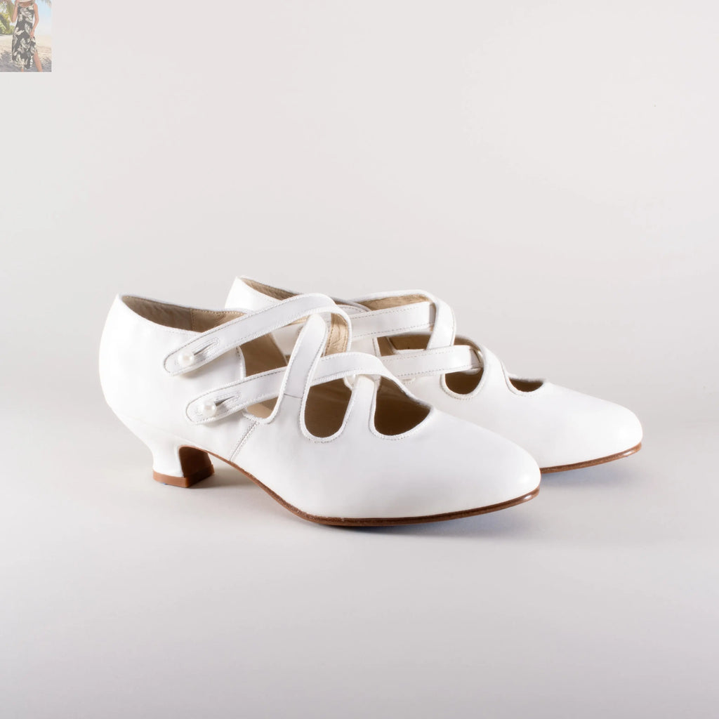 Astoria Edwardian Leather Shoes (Soft Ivory)