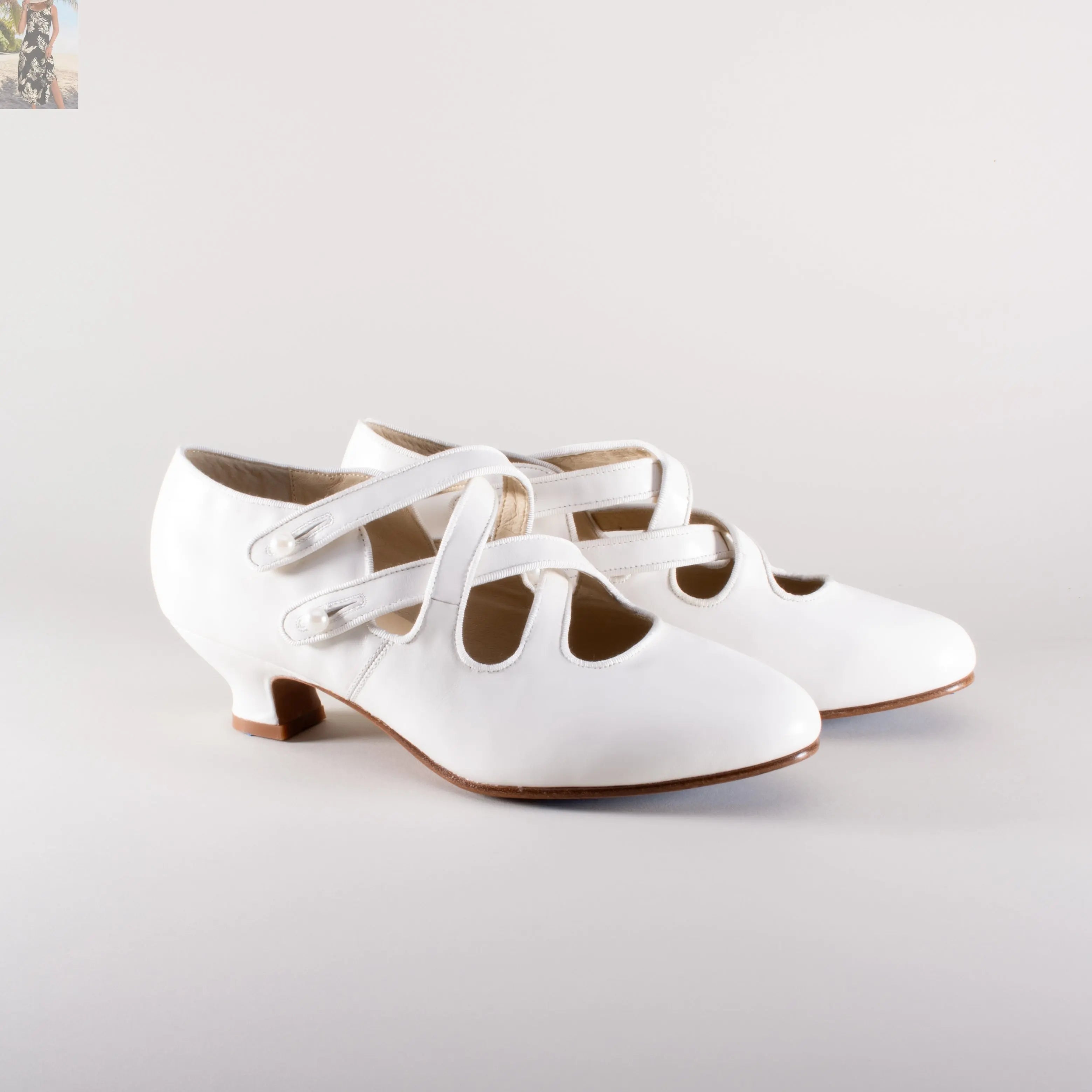 Astoria Edwardian Leather Shoes (Soft Ivory)