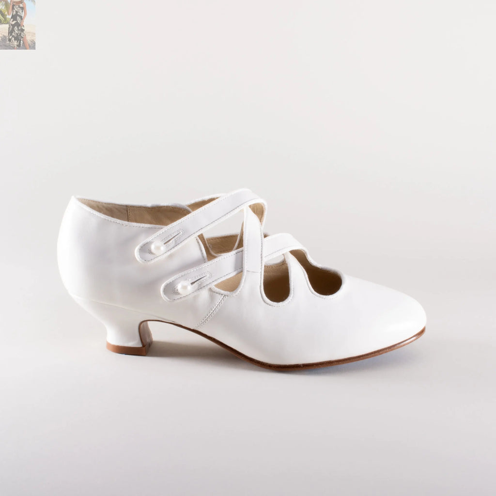 Astoria Edwardian Leather Shoes (Soft Ivory)